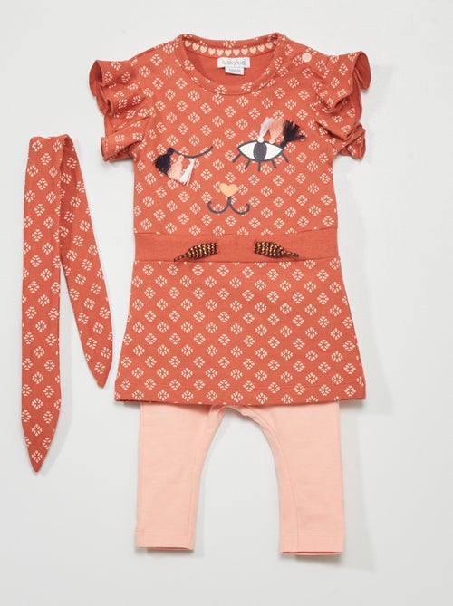 Conjunto vestido + calças + bandolete - Kiabi