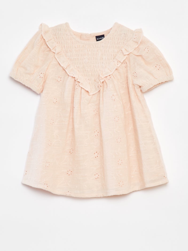 Conjunto vestido com bordado inglês + cuecas - 2 peças Bege - Kiabi