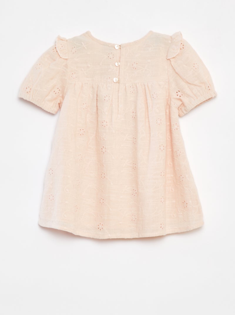 Conjunto vestido com bordado inglês + cuecas - 2 peças Bege - Kiabi