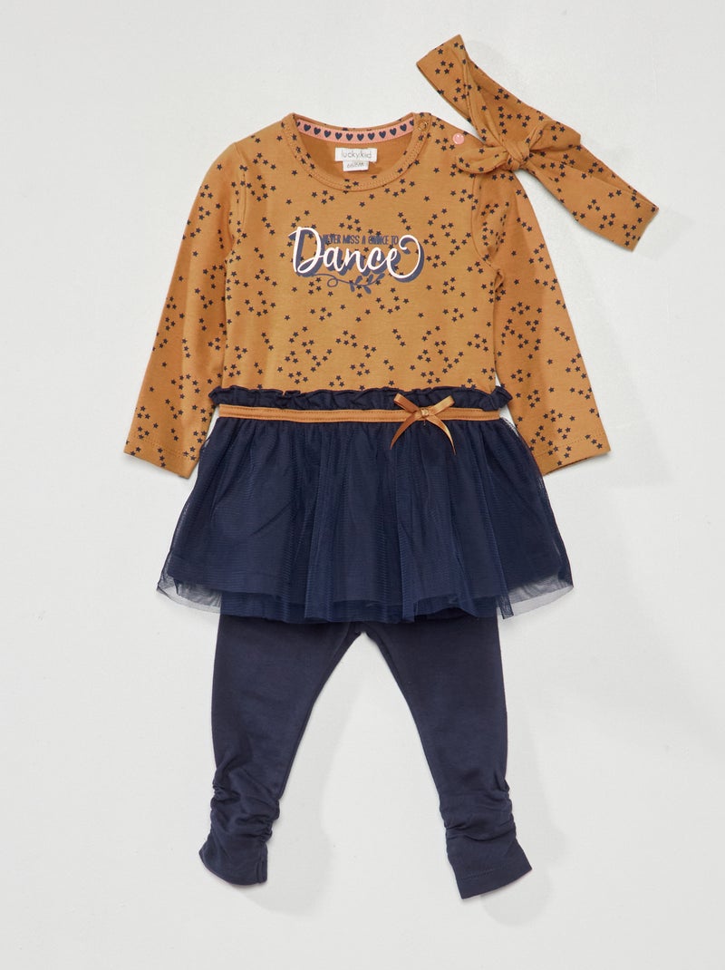 Conjunto vestido com tule + leggings - 2 peças AZUL - Kiabi
