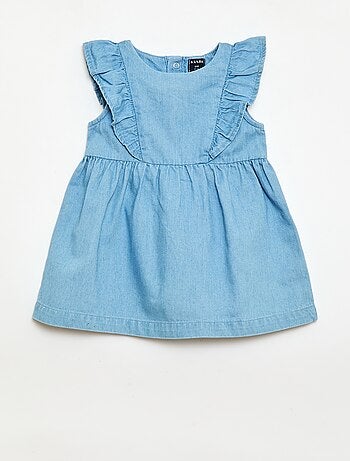 Conjunto vestido + cuequinha em ganga - 2 peças