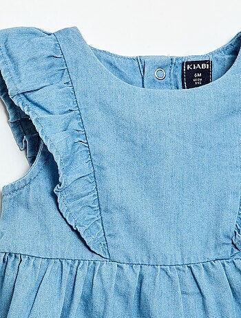 Conjunto vestido + cuequinha em ganga - 2 peças