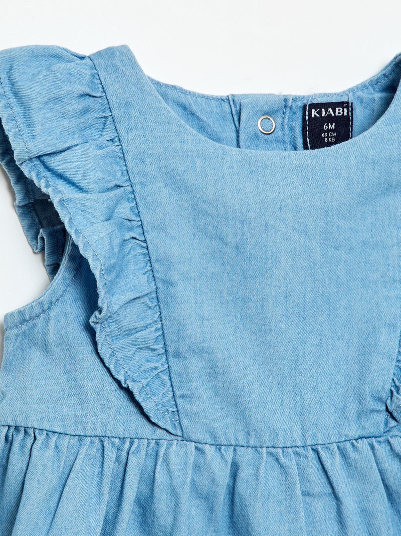 Conjunto vestido + cuequinha em ganga - 2 peças Azul - Kiabi