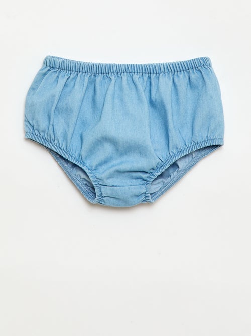 Conjunto vestido + cuequinha em ganga - 2 peças - Kiabi