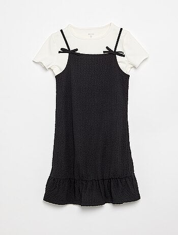 Conjunto vestido de alças finas + t-shirt - 2 peças