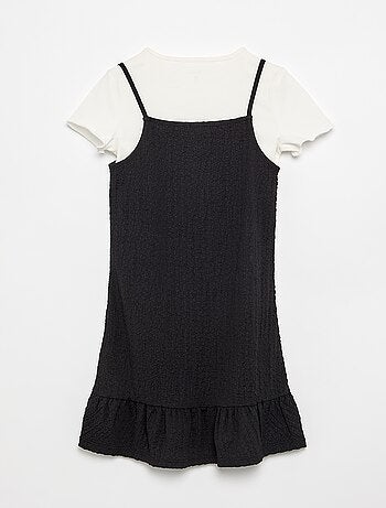 Conjunto vestido de alças finas + t-shirt - 2 peças