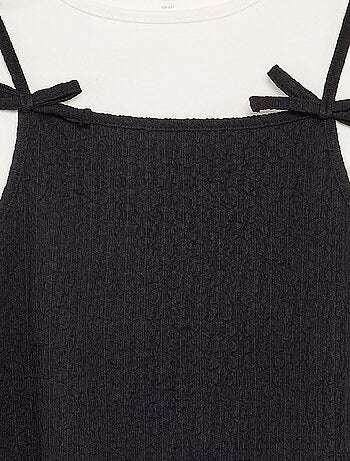 Conjunto vestido de alças finas + t-shirt - 2 peças