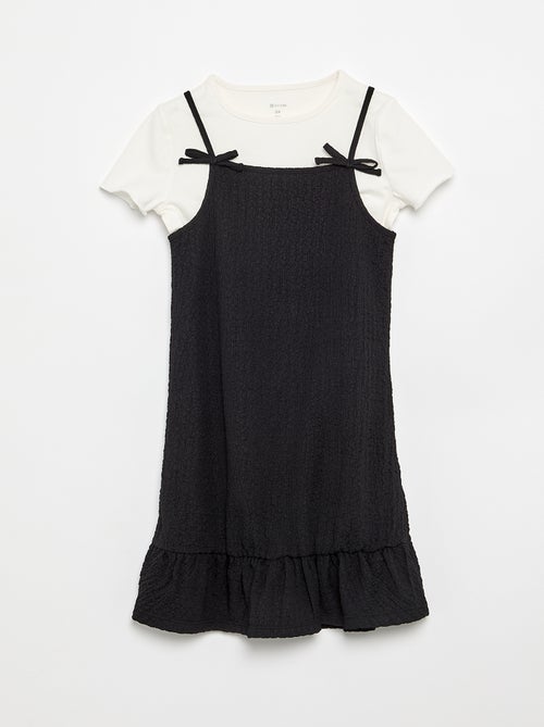 Conjunto vestido de alças finas + t-shirt - 2 peças - Kiabi