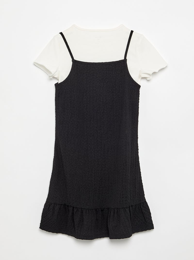 Conjunto vestido de alças finas + t-shirt - 2 peças Preto - Kiabi