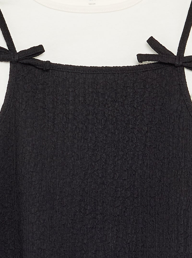 Conjunto vestido de alças finas + t-shirt - 2 peças Preto - Kiabi