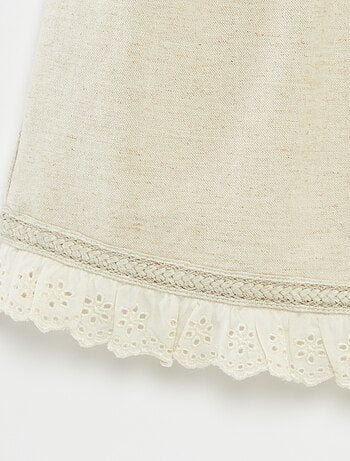 Conjunto vestido de cerimónia + chapéu em mistura de linho - 2 peças