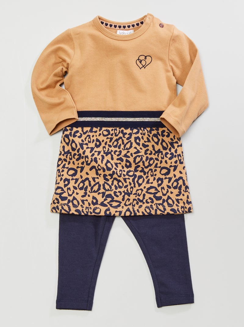 Conjunto vestido e leggings BEGE - Kiabi