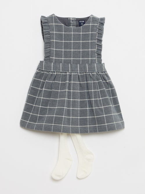 Conjunto vestido em flanela + collants - 2 peças - Kiabi