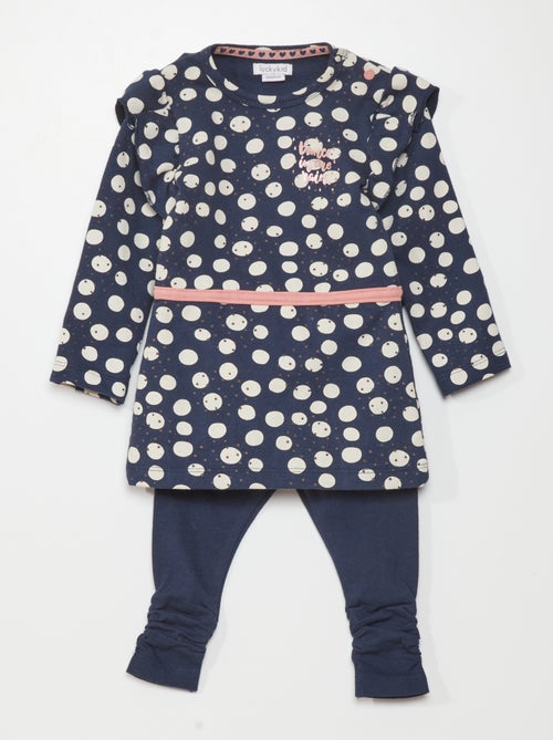 Conjunto vestido + leggings - 2 peças - Kiabi