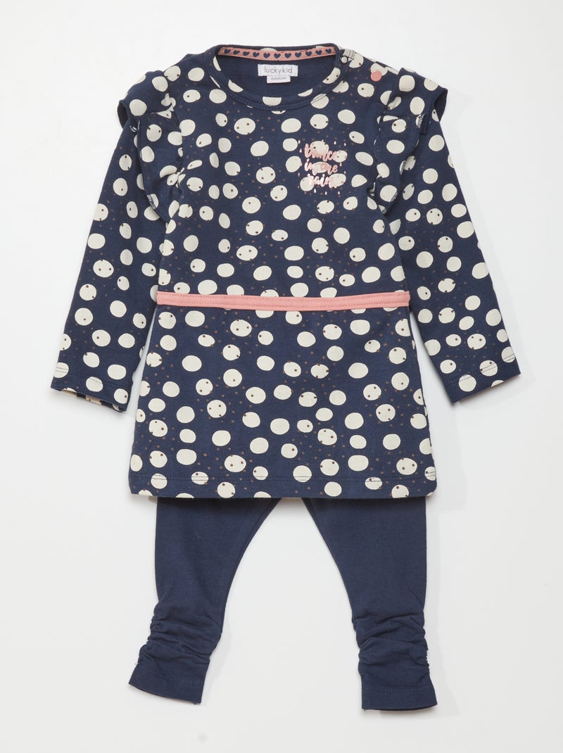 Conjunto vestido + leggings - 2 peças AZUL - Kiabi