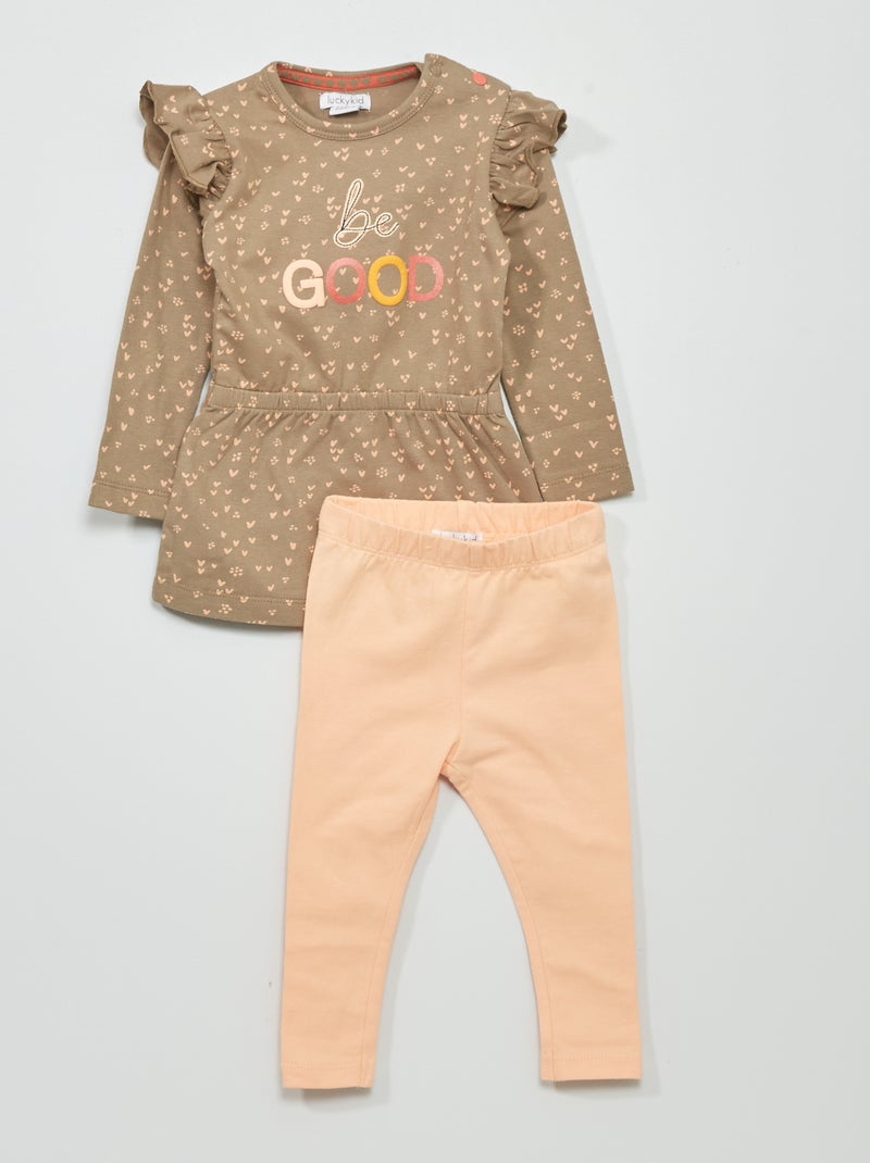 Conjunto vestido + leggings - 2 peças CAQUI - Kiabi