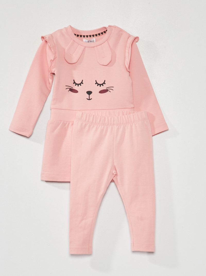 Conjunto vestido + leggings - 2 peças ROSA - Kiabi
