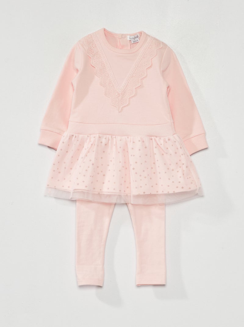 Conjunto vestido + leggings - 2 peças ROSA - Kiabi
