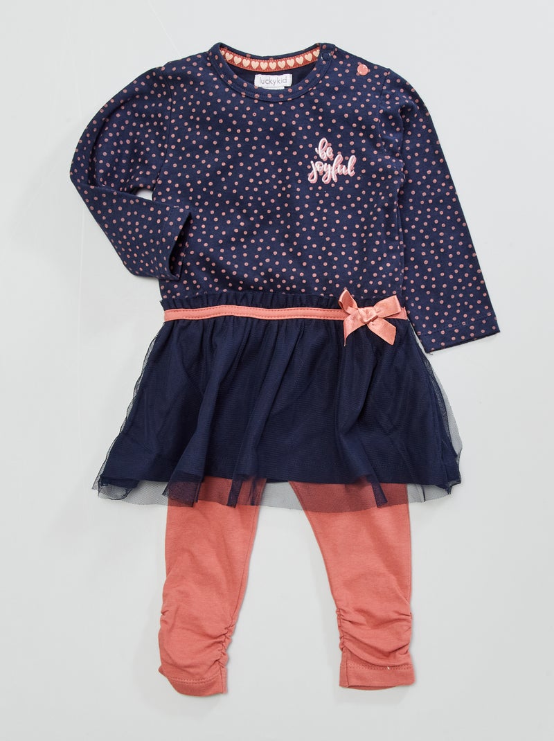Conjunto vestido + leggings + bandolete AZUL - Kiabi