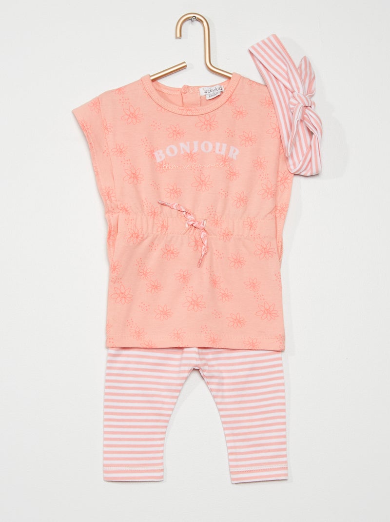 Conjunto vestido + leggings com bandolete Rosa - Kiabi