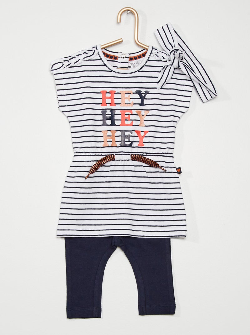 Conjunto vestido + leggings com faixa BEGE - Kiabi