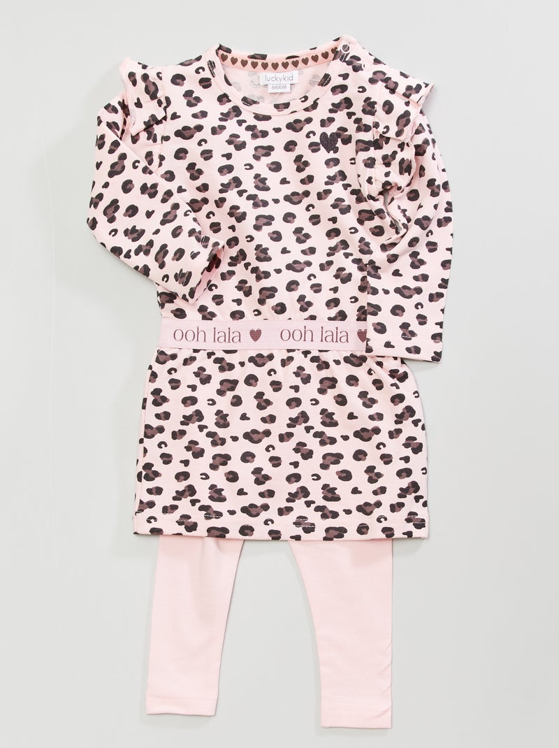 Conjunto vestido + leggings Rosa - Kiabi