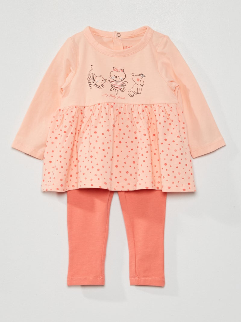 Conjunto vestido + leggings Rosa - Kiabi
