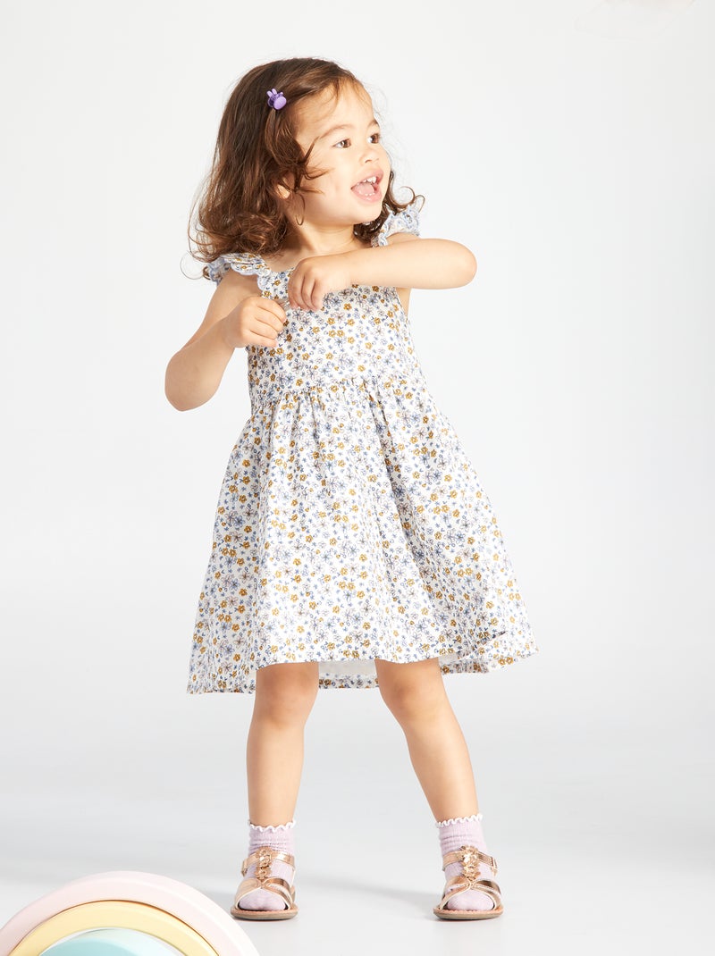 Conjunto vestido + tapa fralda com estampado liberty BRANCO - Kiabi