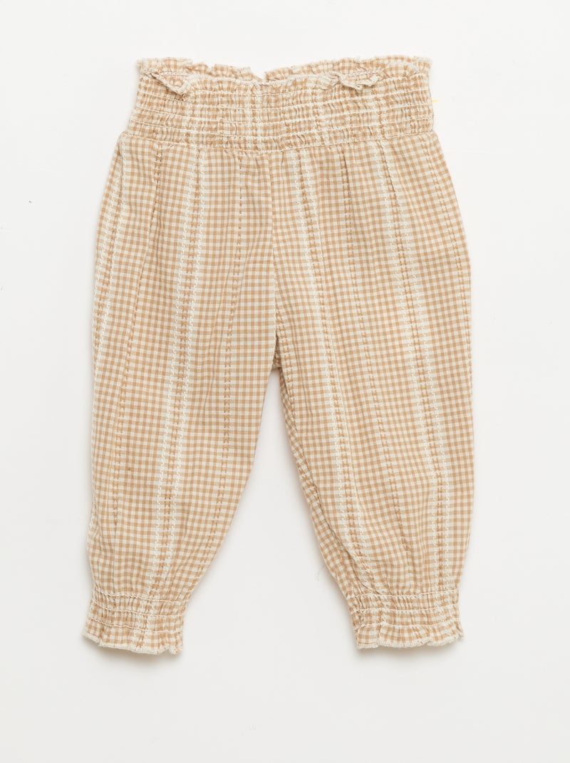 Conjunto vichy de 2 peças: blusa + calças Castanho - Kiabi