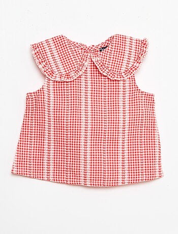 Conjunto vichy de 2 peças: blusa + calças