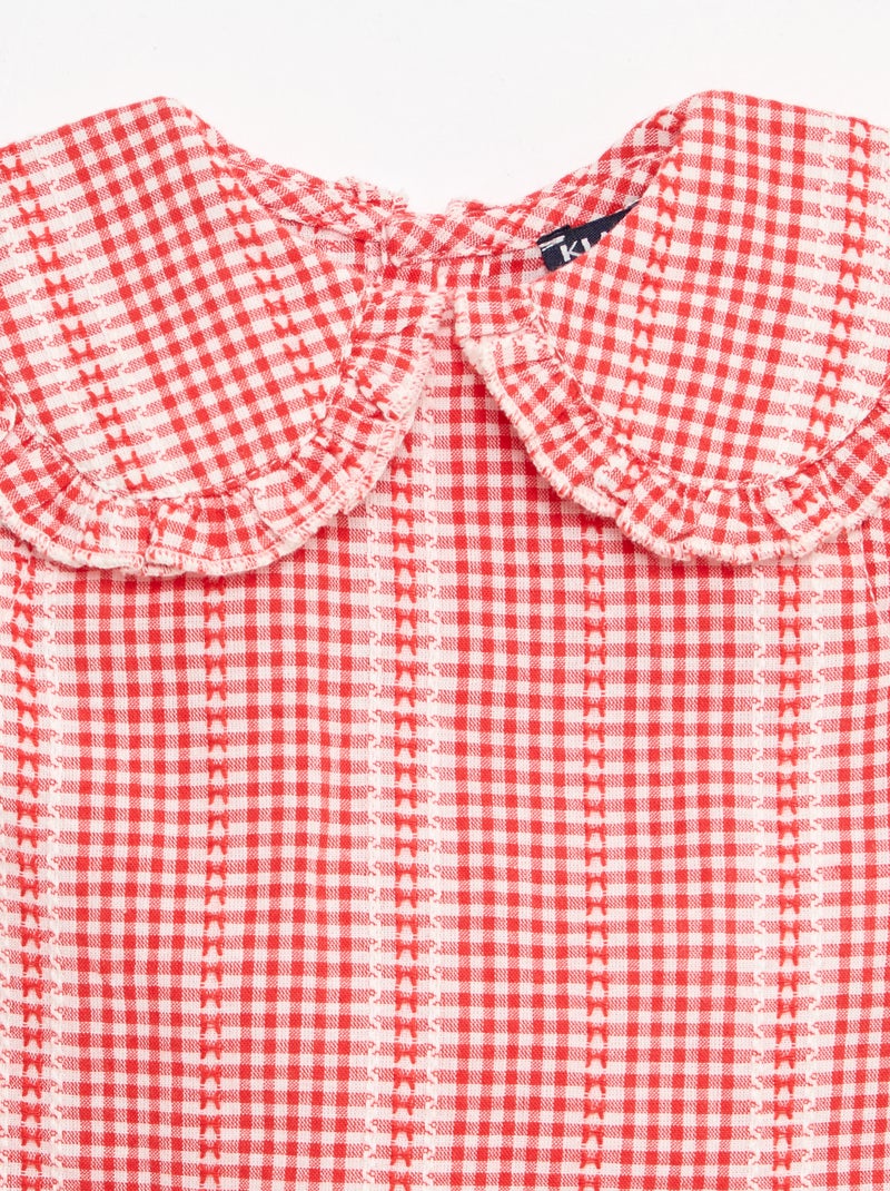 Conjunto vichy de 2 peças: blusa + calças Vermelho - Kiabi