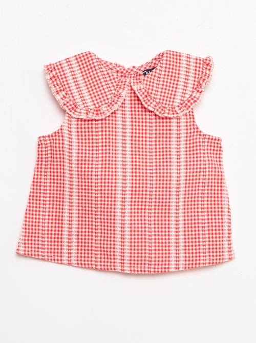 Conjunto vichy de 2 peças: blusa + calças - Kiabi