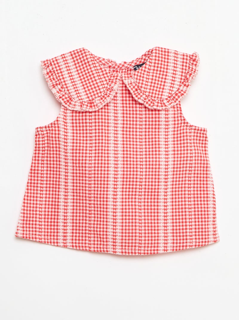 Conjunto vichy de 2 peças: blusa + calças Vermelho - Kiabi