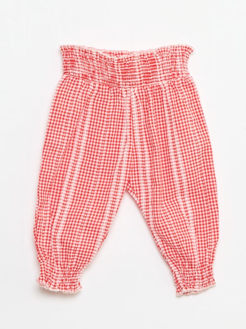 Conjunto vichy de 2 peças: blusa + calças - Kiabi