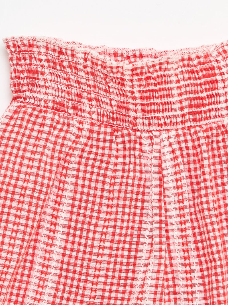 Conjunto vichy de 2 peças: blusa + calças Vermelho - Kiabi