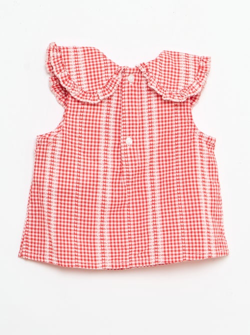 Conjunto vichy de 2 peças: blusa + calças - Kiabi