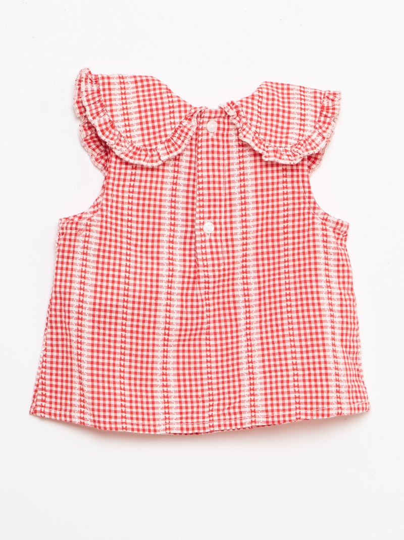 Conjunto vichy de 2 peças: blusa + calças Vermelho - Kiabi
