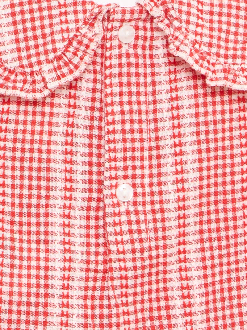 Conjunto vichy de 2 peças: blusa + calças Vermelho - Kiabi
