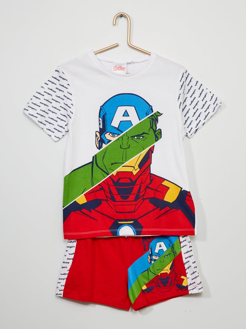 Conjunto 'Vingadores' em jersey  - 2 peças Branco/ Vermelho - Kiabi