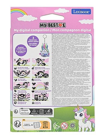 Consola my beste® gigapets® unicorn com ecrã lcd e fecho para portachaves