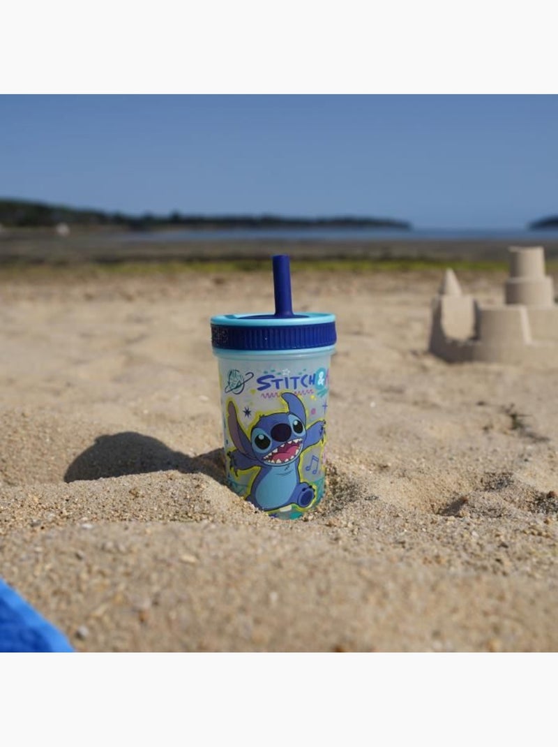 Copo anti-derrame disney lilo & stitch com palhinha 420 ml sem bpa Azul - Kiabi