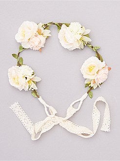 Coroa de flores com fita - Kiabi