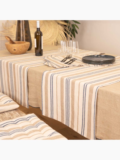 Corredor de mesa às riscas de algodão - Kiabi