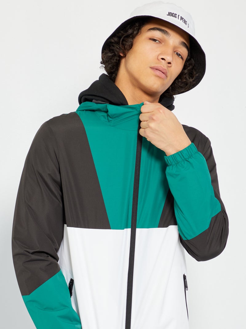 Corta-vento color-block Preto - Kiabi