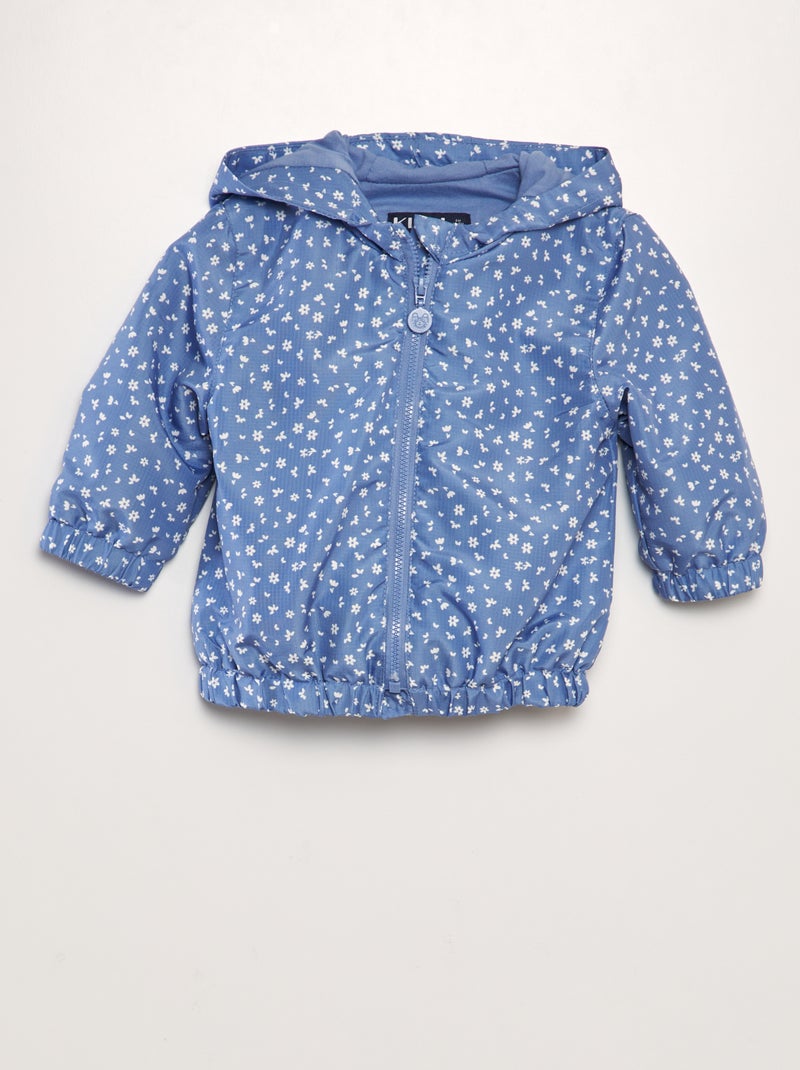 Corta-vento com capuz estampado AZUL - Kiabi