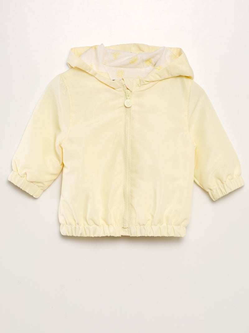 Corta-vento com capuz estampado BRANCO - Kiabi