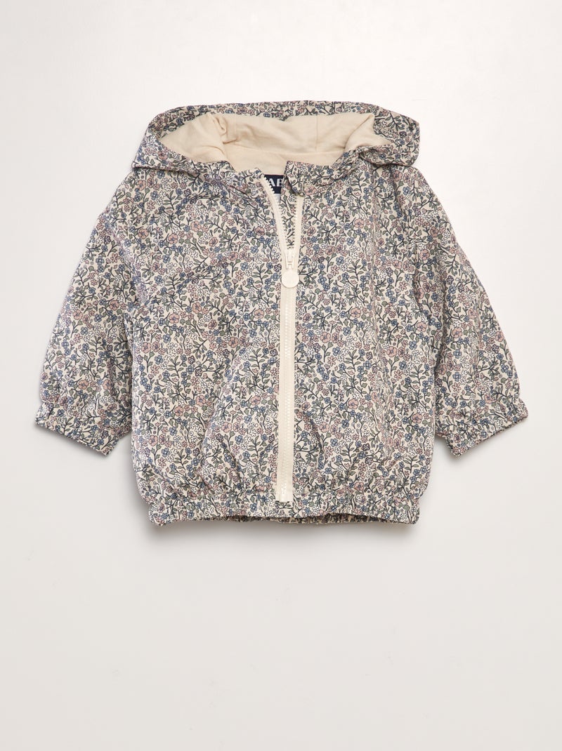 Corta-vento com capuz estampado ROSA - Kiabi