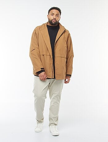 Corta-vento impermeável com capuz com mangas amovíveis