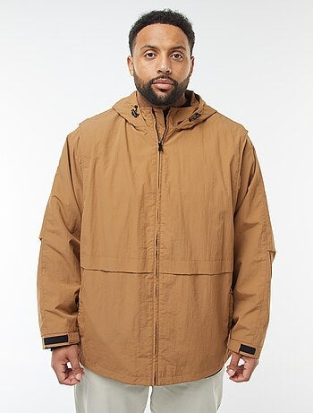 Corta-vento impermeável com capuz com mangas amovíveis