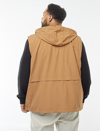 Corta-vento impermeável com capuz com mangas amovíveis